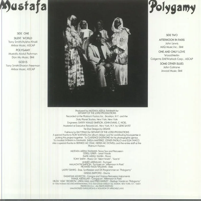 Обратная сторона обложки — MUSTAFA — Polygamy