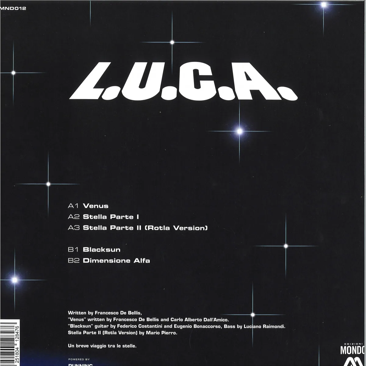 Обратная сторона обложки — L.u.c.a. — Venus: Un breve viaggio tra le stelle