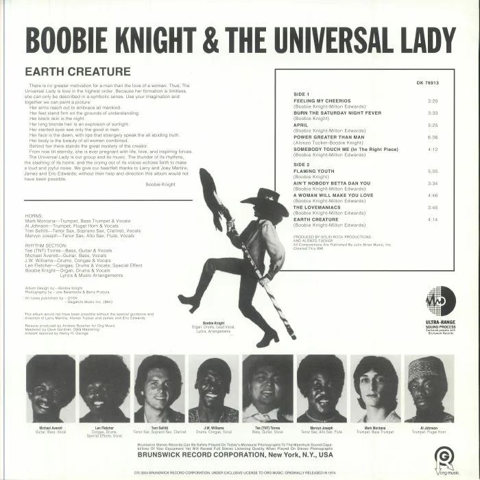 Обратная сторона обложки — Boobie KNIGHT & THE UNIVERSAL LADY — Earth Creature (reissue)