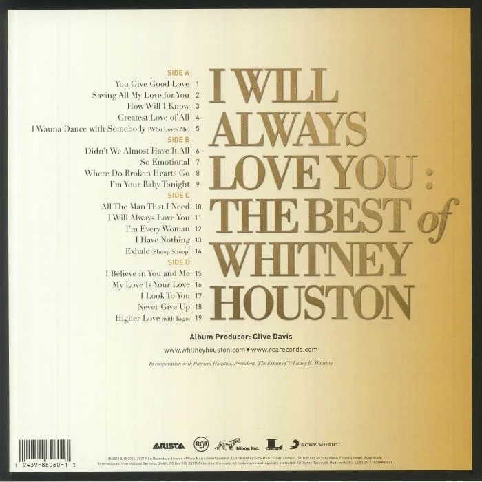 Back cover — Whitney HOUSTON — I Will Always Love You: The Best Of Whitney Houston