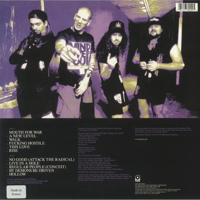 Обратная сторона обложки — PANTERA — Vulgar Display Of Power
