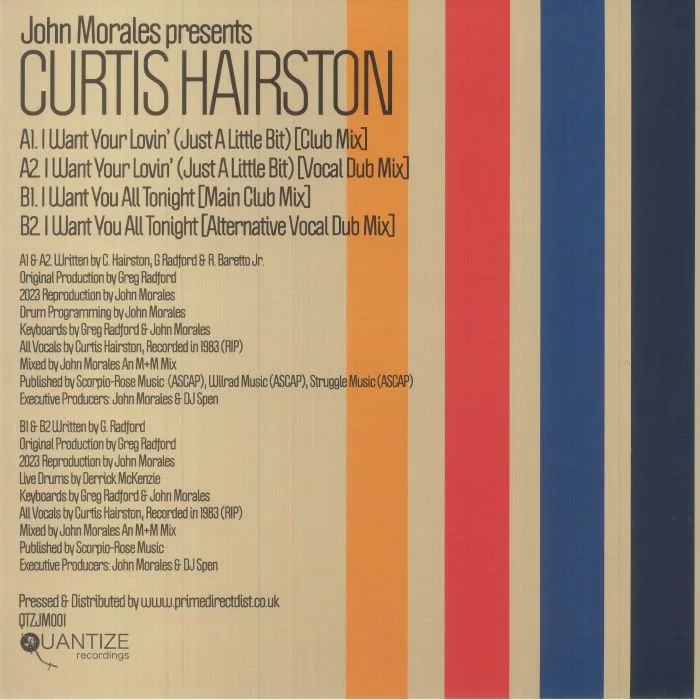 Обратная сторона обложки — John MORALES presents CURTIS HAIRSTON — I Want Your Lovin'