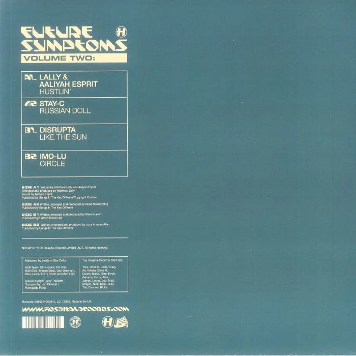 Back cover — LALLY / AALIYAH ESPRIT / STAY C / DISRUPTA / IMO LU — Future Symptoms Volume Two