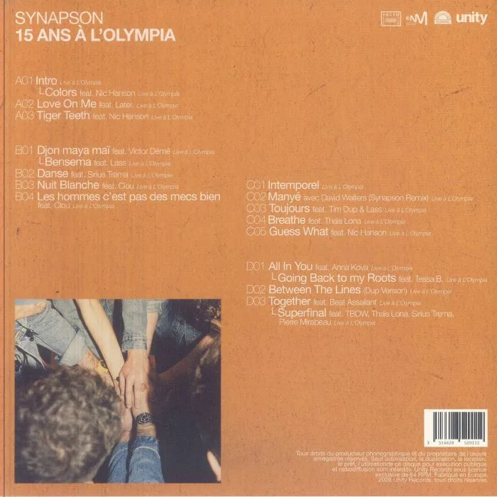 Back cover — SYNAPSON — 15 Ans A L'olympia