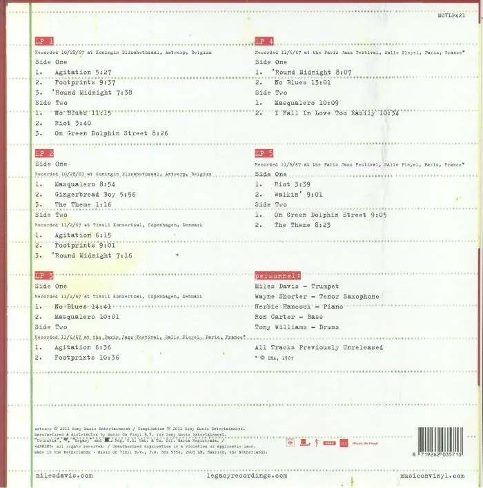 Back cover — Miles DAVIS — Live In Europe 1967:The Bootleg Series Vol 1