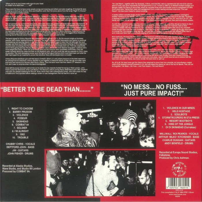 Обратная сторона обложки — COMBAT 84 / THE LAST RESORT — Death Or Glory (reissue)