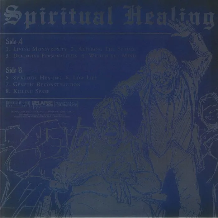 Back cover — DEATH — Spiritual Healing (reissue)