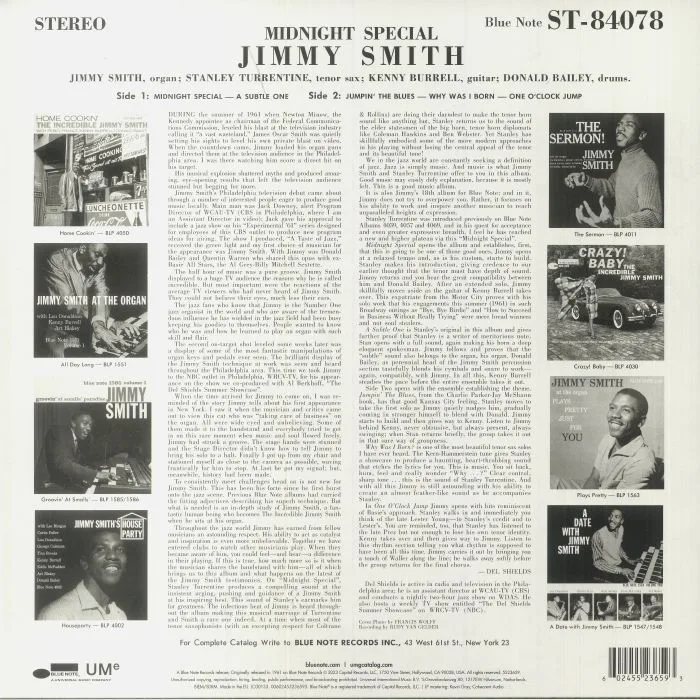 Back cover — Jimmy SMITH — Midnight Special (Blue Note Classic Vinyl Series)