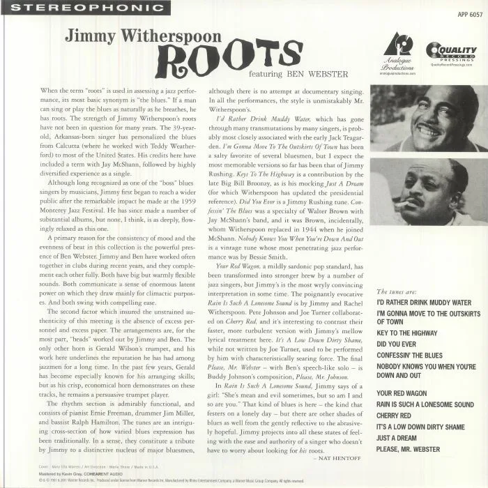 Back cover — Jimmy WITHERSPOON feat BEN WEBSTER — Roots (remastered)