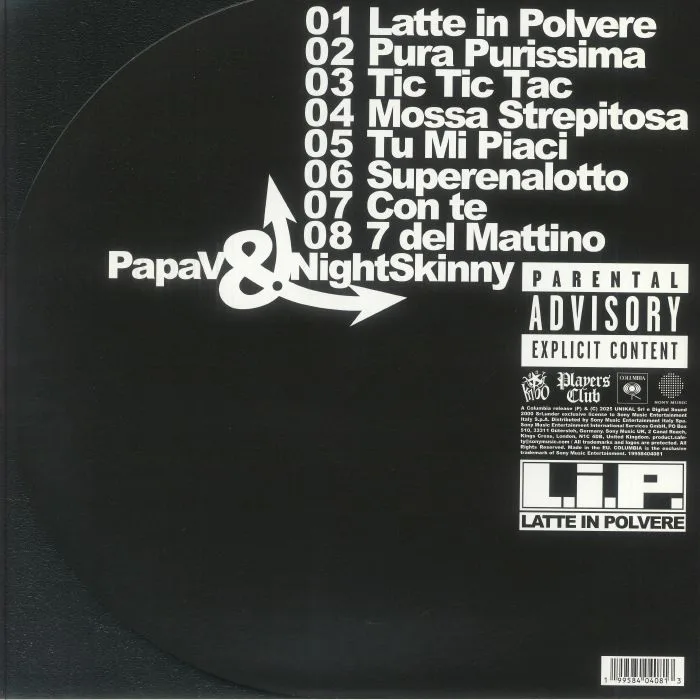 Обратная сторона обложки — PAPA V / NIGHT SKINNY — Latte In Polvere