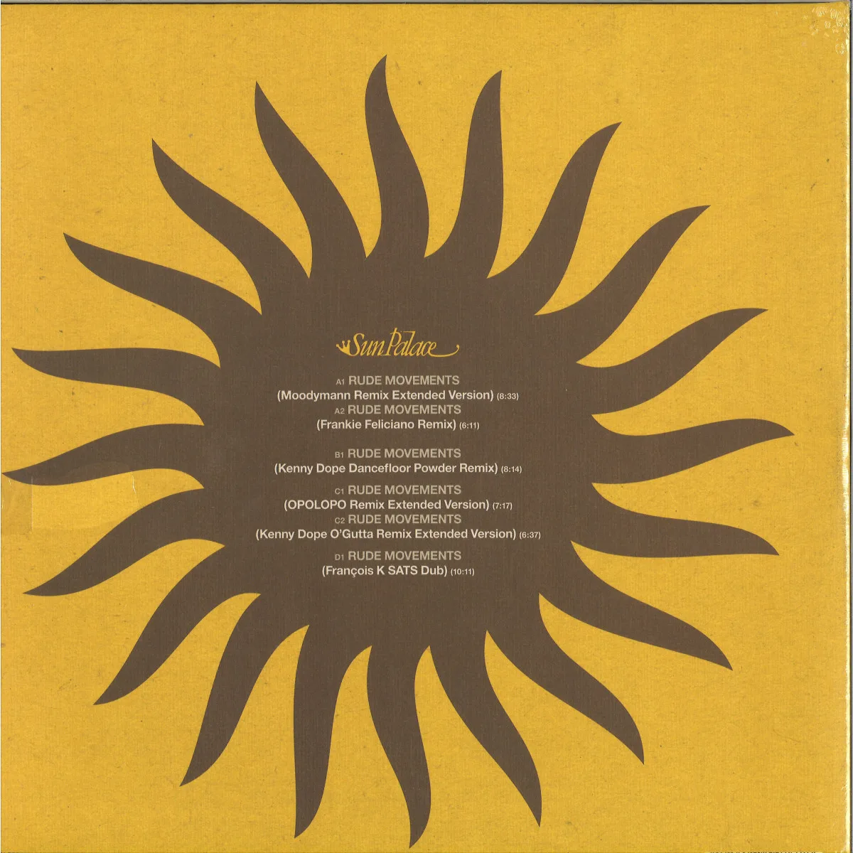 Обратная сторона обложки — Sunpalace — Rude Movements - The Remixes 2x12"