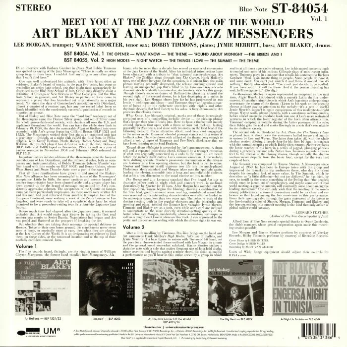 Back cover — Art BLAKEY & THE JAZZ MESSENGERS — Meet You At The Jazz Corner Of The World Vol 1