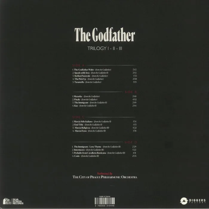 Back cover — The CITY OF PRAGUE PHILHARMONIC ORCHESTRA — The Godfather Trilogy (Soundtrack)