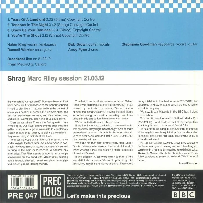 Back cover — SHRAG — Marc Riley 21 / 03 / 12