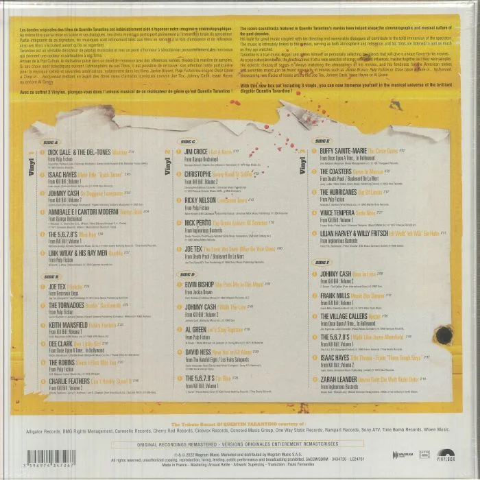 Обратная сторона обложки — VARIOUS — The Music Tribute Boxset Of Quentin Tarantino: The Best Songs From Quentin Tarantino's Films: The Music Tribute Boxset Of Quentin Tarantino: The Best Songs From Quentin Tarantino's Films (reissue)