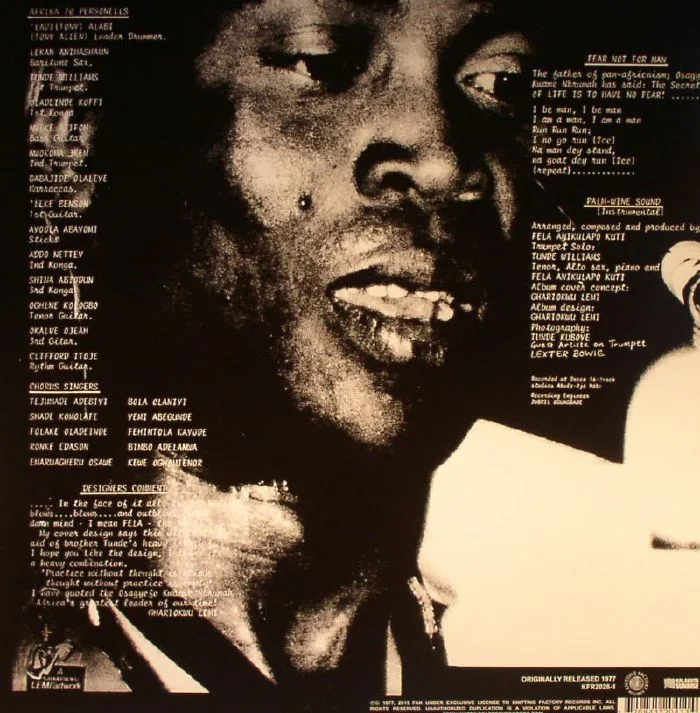 Обратная сторона обложки — Fela KUTI / AFRIKA 70 — Fear Not For Man