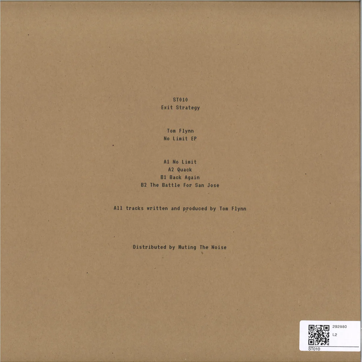 Back cover — TOM FLYNN — No Limit EP