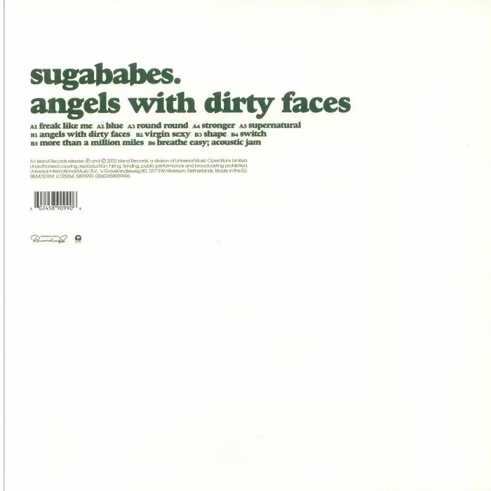 Back cover — SUGABABES — Angels With Dirty Faces (National Album Day 2024)