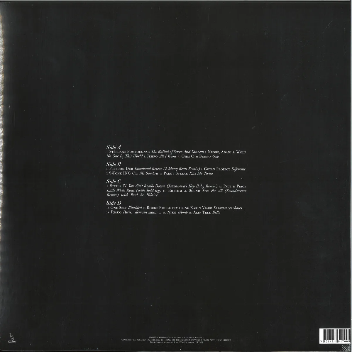 Back cover — Stephane Pompougnac — Hotel Costes 9 LP 2x12"