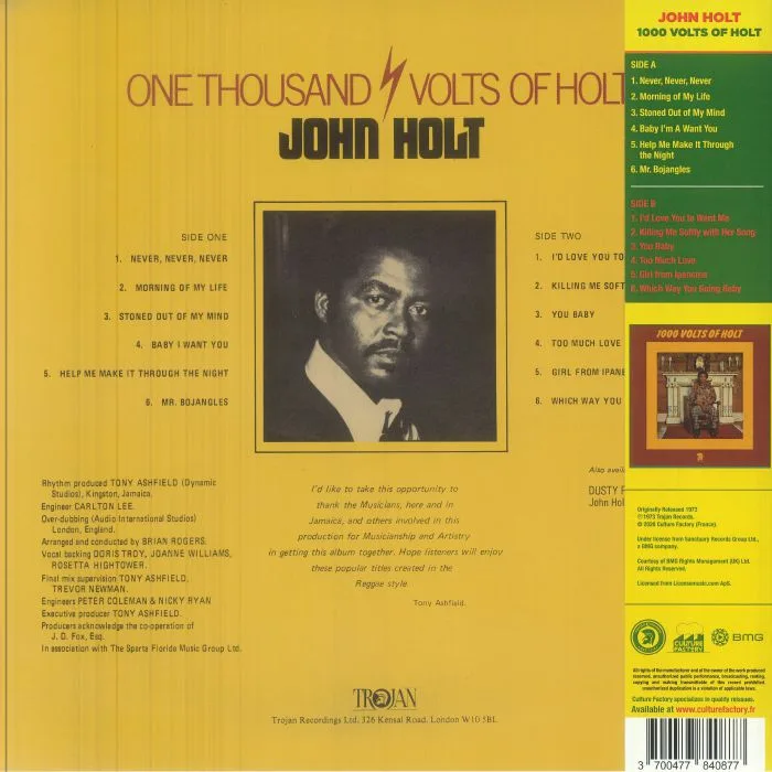 Обратная сторона обложки — John HOLT — 1000 Volts Of Holt (reissue)