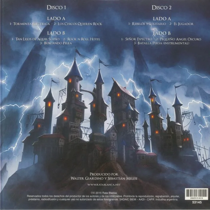 Back cover — RATA BLANCA — Tormenta Electrica