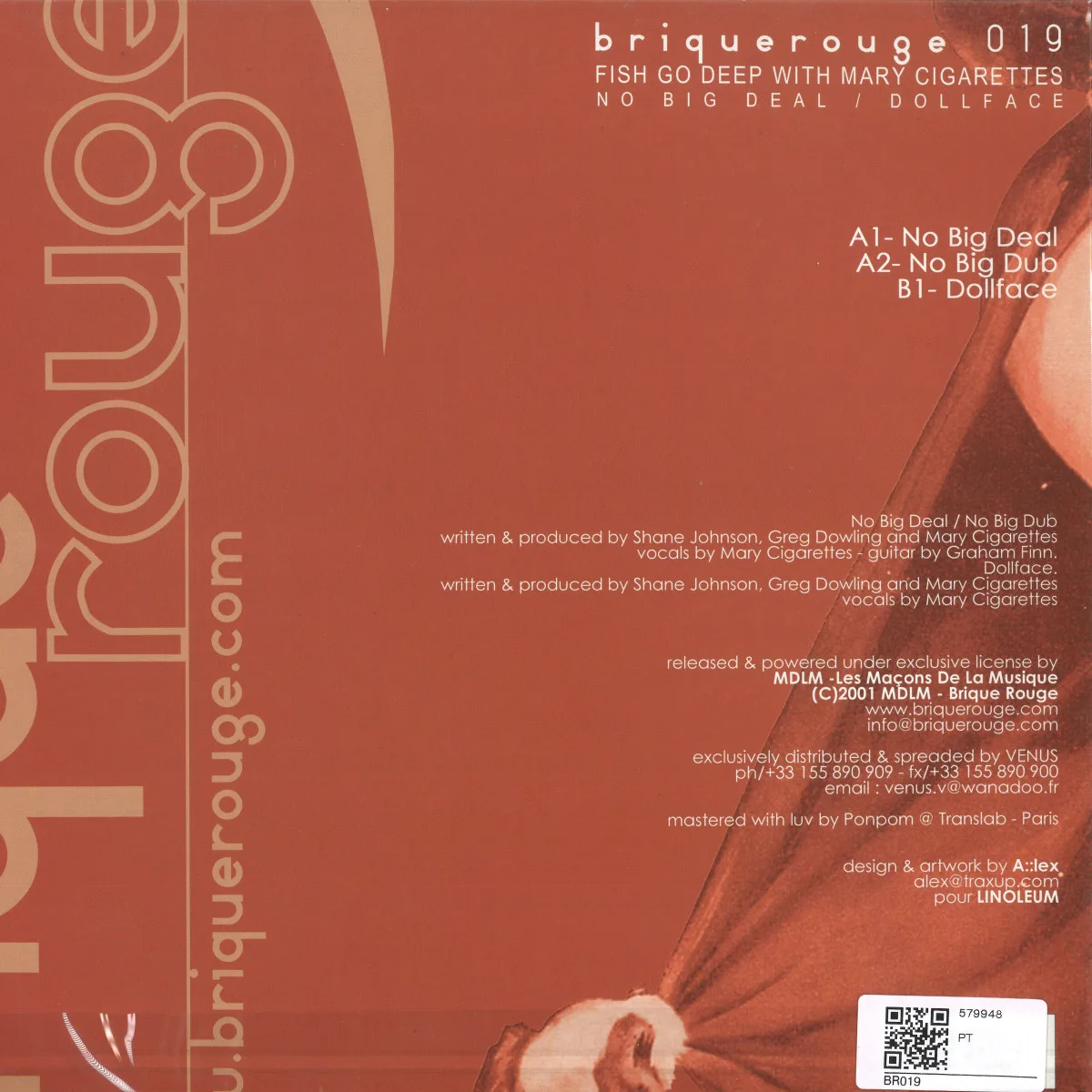 Back cover — Fish Go Deepfeat.Mary Cigarett — No Big Deal / Dollface