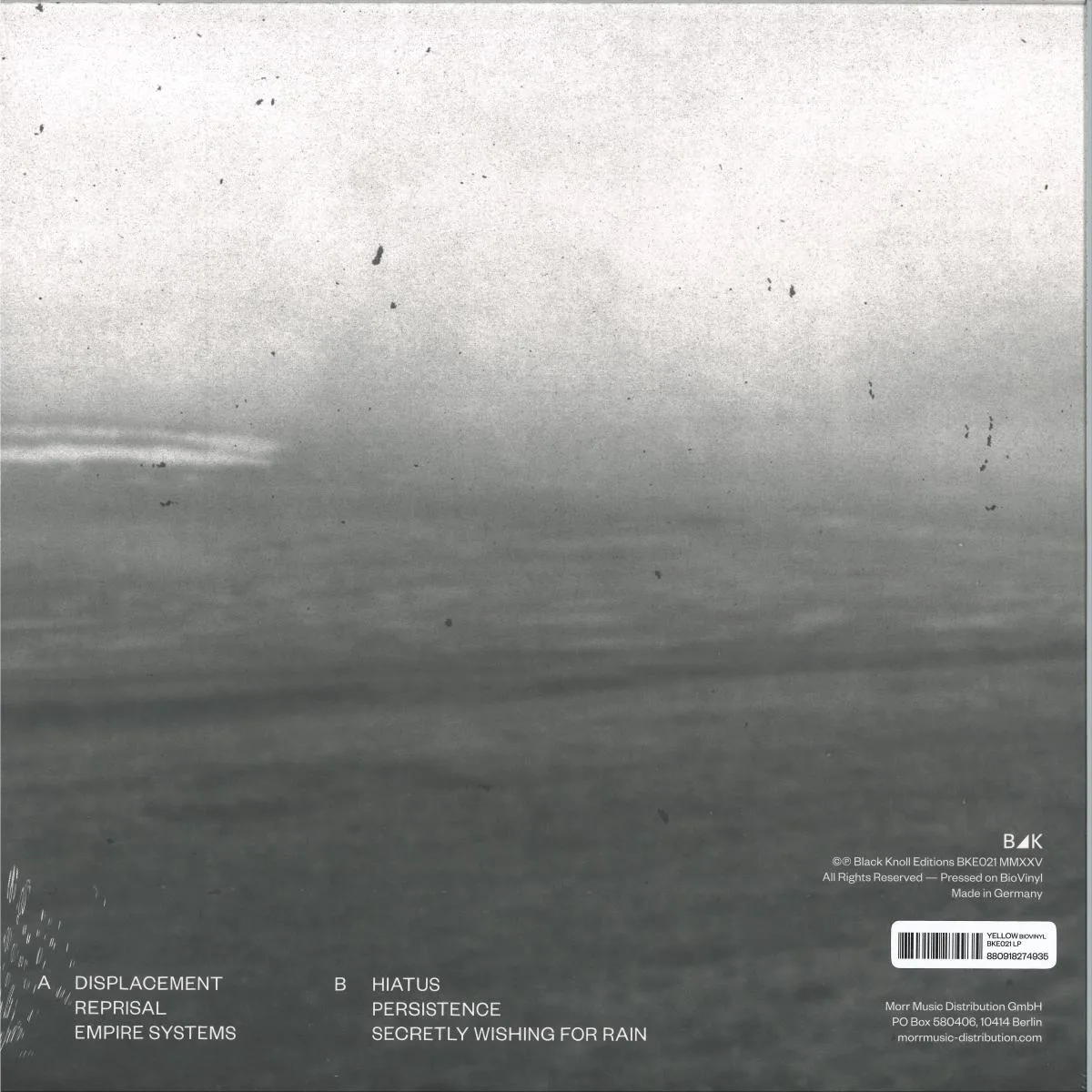 Back cover — Rafael Anton Irisarri — A Fragile Geography