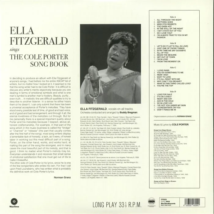 Back cover — Ella FITZGERALD — Sings The Cole Porter Song Book