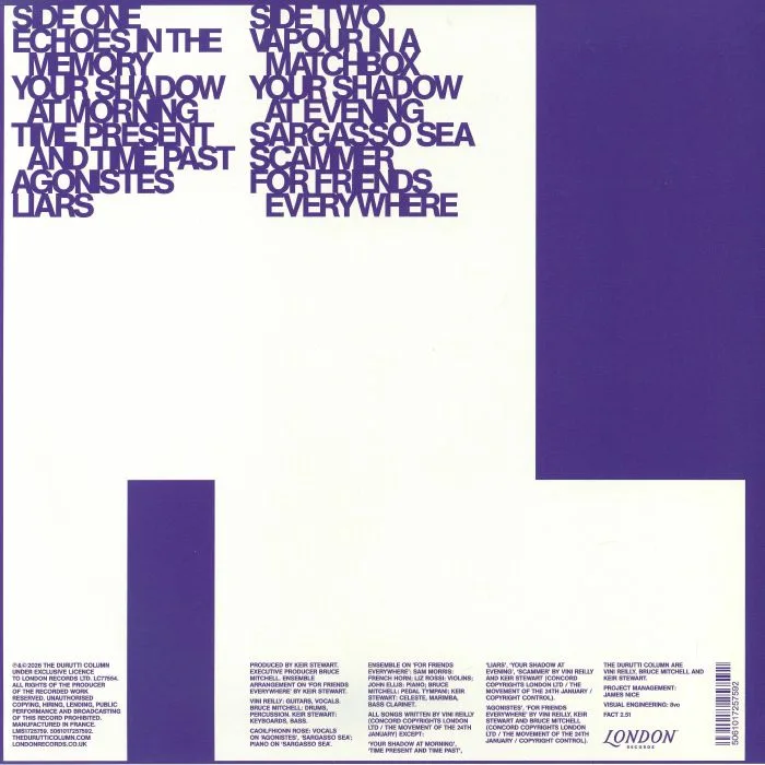 Back cover — The DURUTTI COLUMN — Renascent