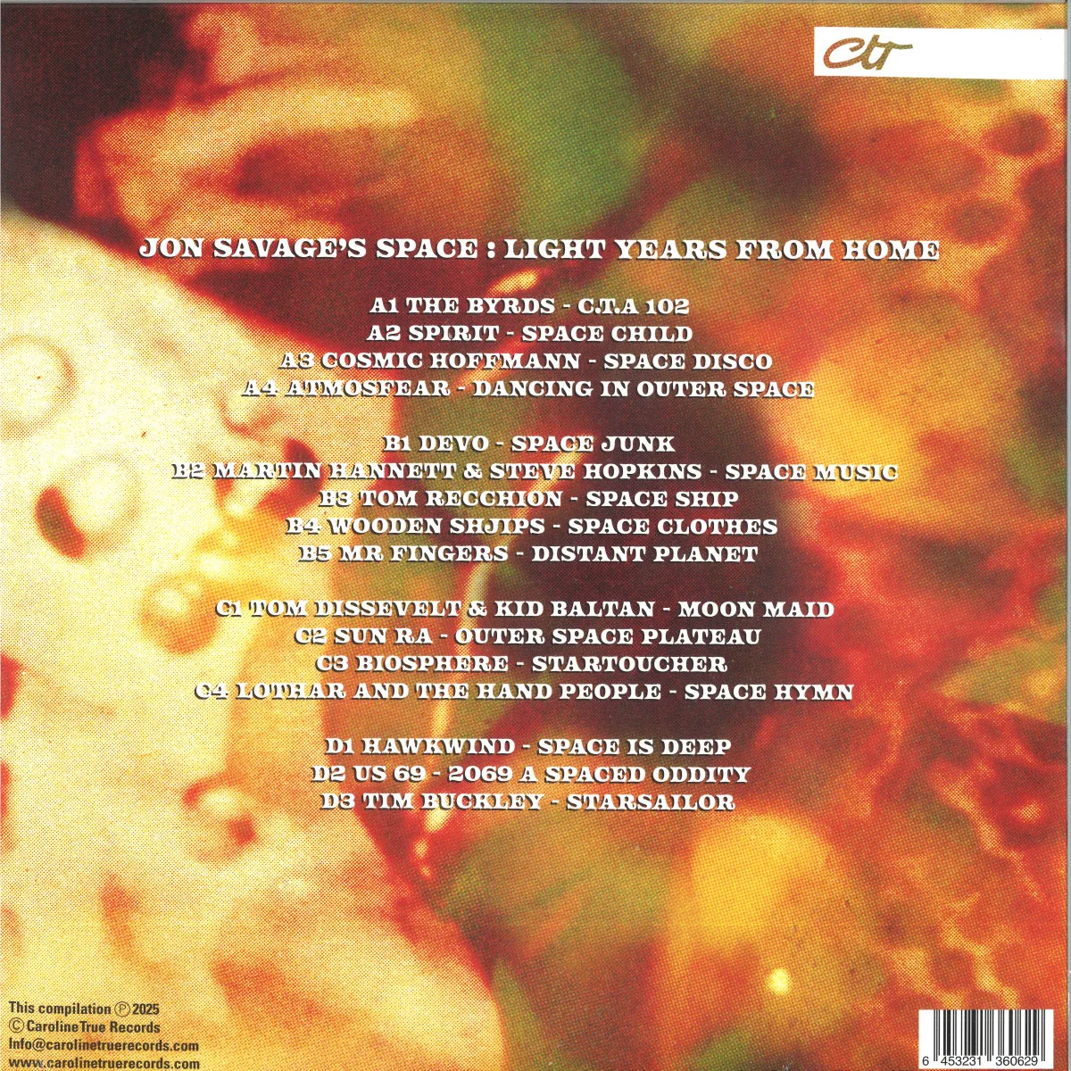 Обратная сторона обложки — Various — Jon Savage's Space: Light Years From Home LP 2x12"