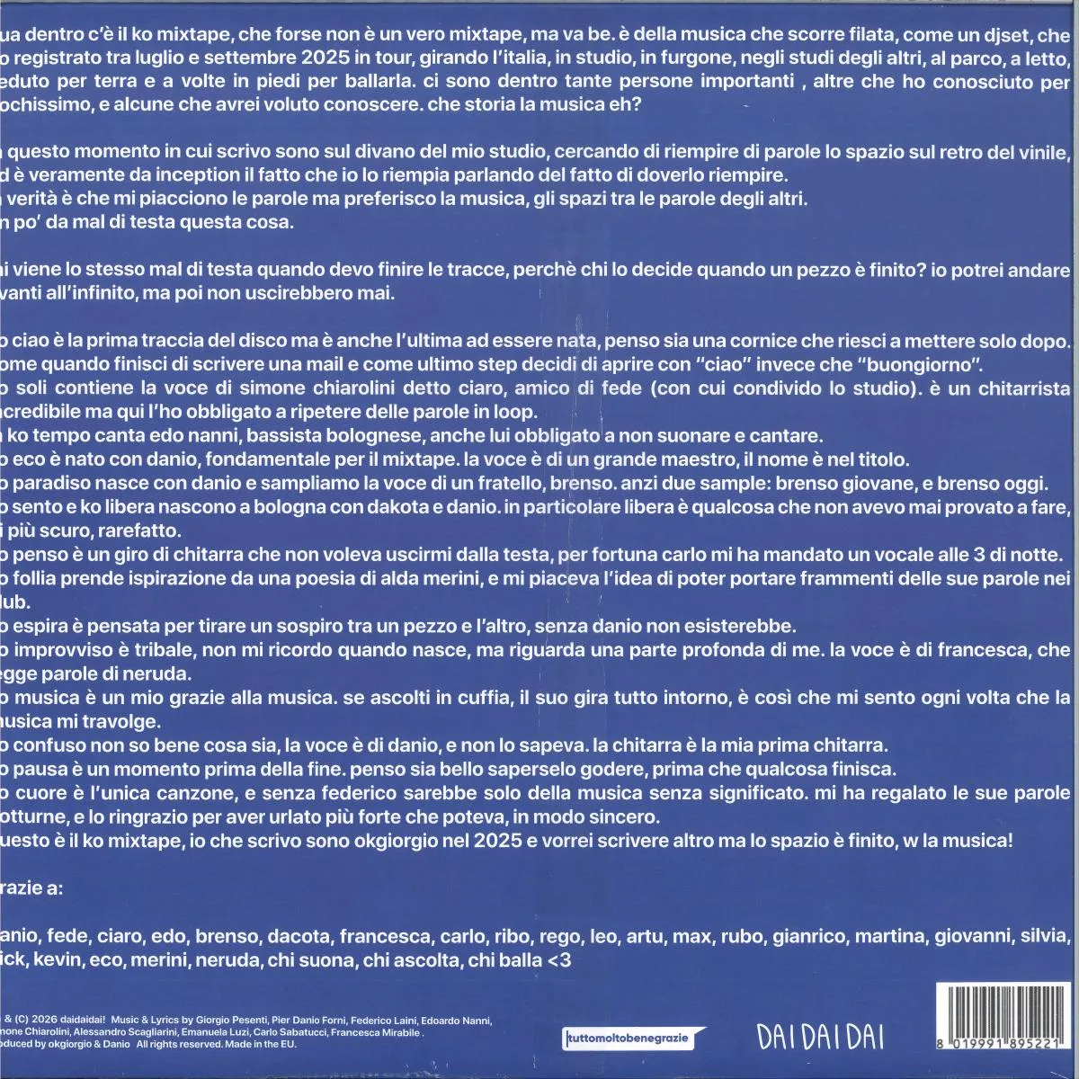 Back cover — OKGIORGIO — KO MIXTAPE
