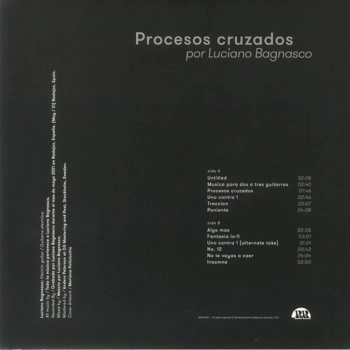 Back cover — Luciano BAGNASCO — Procesos Cruzados