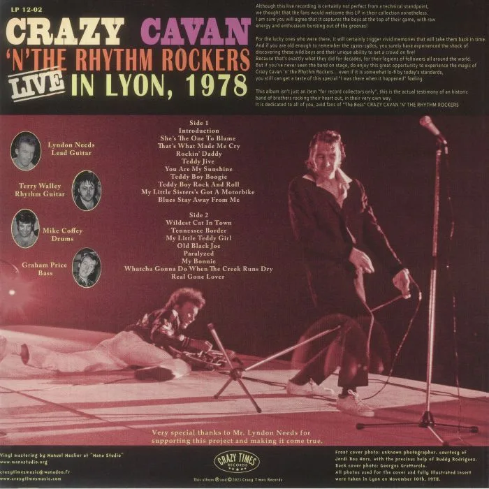 Обратная сторона обложки — CRAZY CAVAN & THE RHYTHM ROCKERS — Live In Lyon 1978