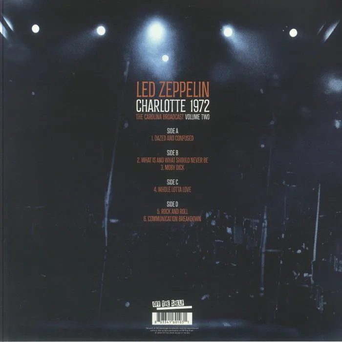 Back cover — LED ZEPPELIN — Charlotte 1972: The Carolina Broadcast Vol 2