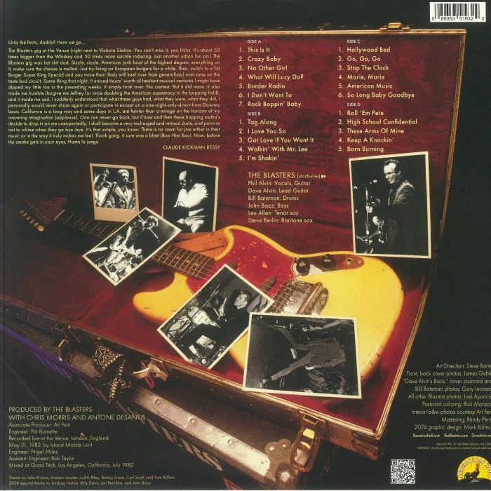 Обратная сторона обложки — The BLASTERS — Over There: The Complete Concert Live At The Venue London 1982 (Record Store Day Black Friday RSD 2024)