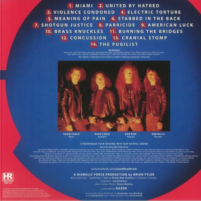 Обратная сторона обложки — RAZOR — Shotgun Justice (reissue)
