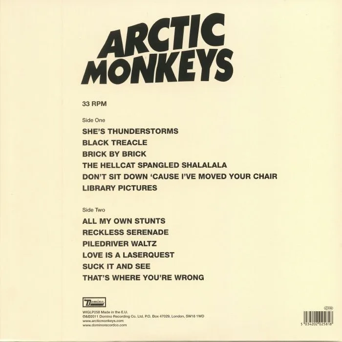 Back cover — ARCTIC MONKEYS — Suck It & See