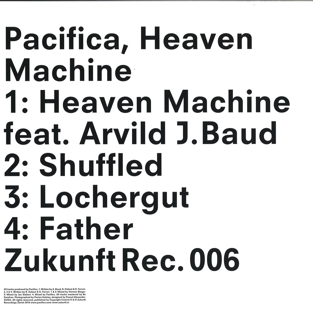 Обратная сторона обложки — Pacifica — Heaven Machine