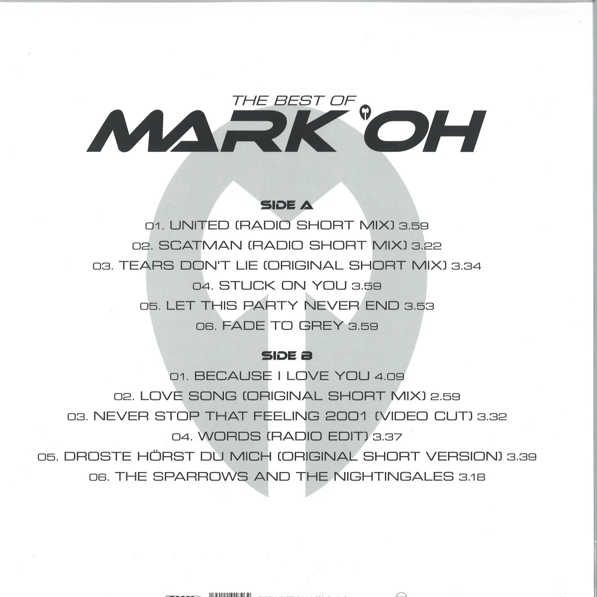 Обратная сторона обложки — Mark,Oh — THE BEST OF LP
