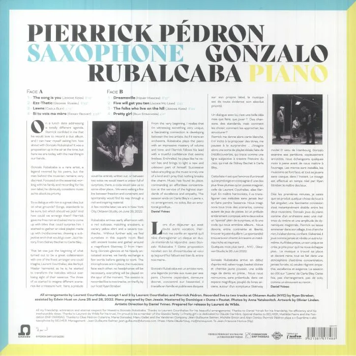 Обратная сторона обложки — Pierrick PEDRON / GONZALO RUBALCABA — Pedron & Rubalcaba