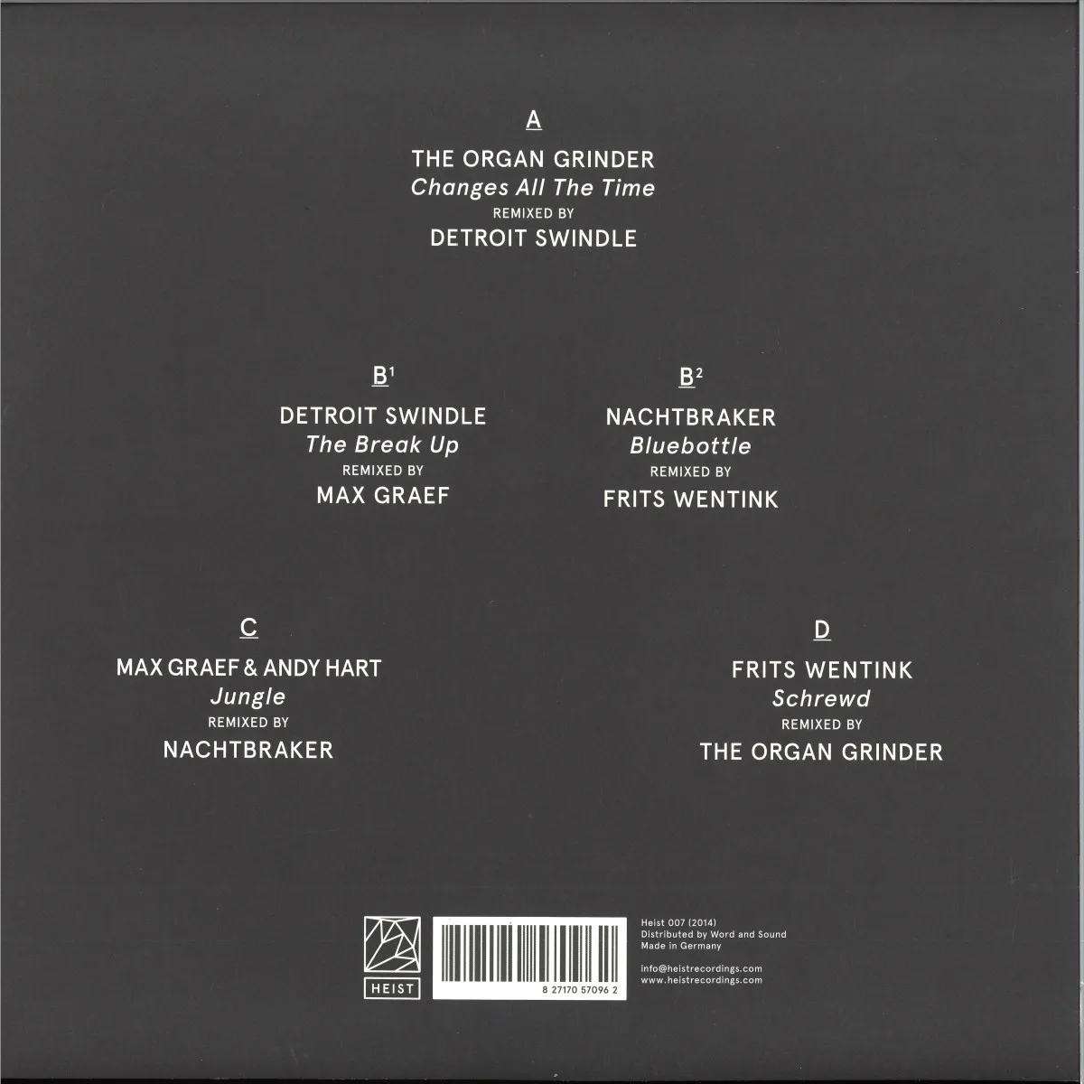 Back cover — Dam Swindle,The Organ Grinder — The Roundup Part 1 (12"+10")
