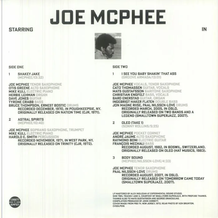 Обратная сторона обложки — Joe McPHEE — Defiant Jazz: A Joe McPhee Taster