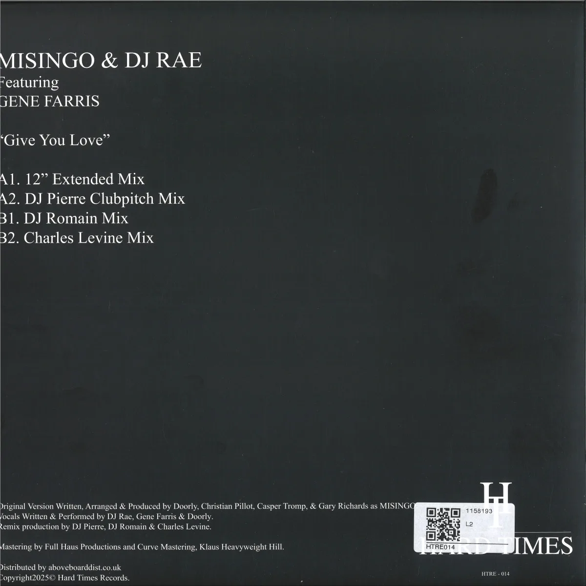 Back cover — Misingo & DJ Rae ft. Gene Farris — Give You Love