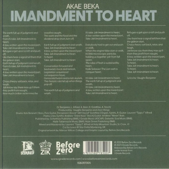 Обратная сторона обложки — AKAE BEKA / I GRADE DUB — Imandment To Heart