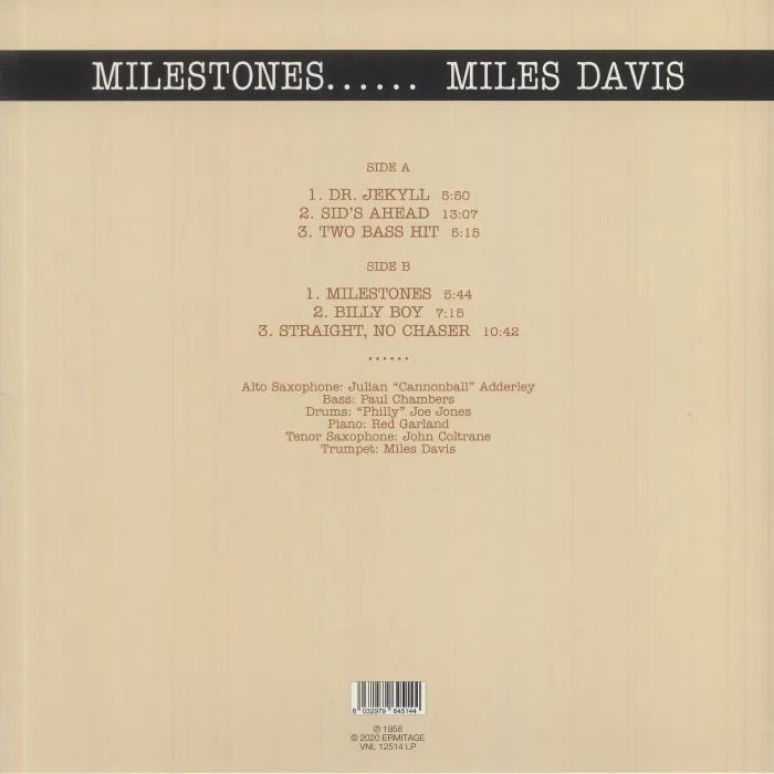 Back cover — Miles DAVIS — Milestones (reissue)