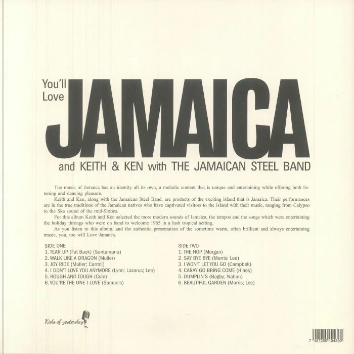 Back cover — KEITH & KEN with THE JAMAICAN STEEL BAND — You'll Love Jamaica (reissue)