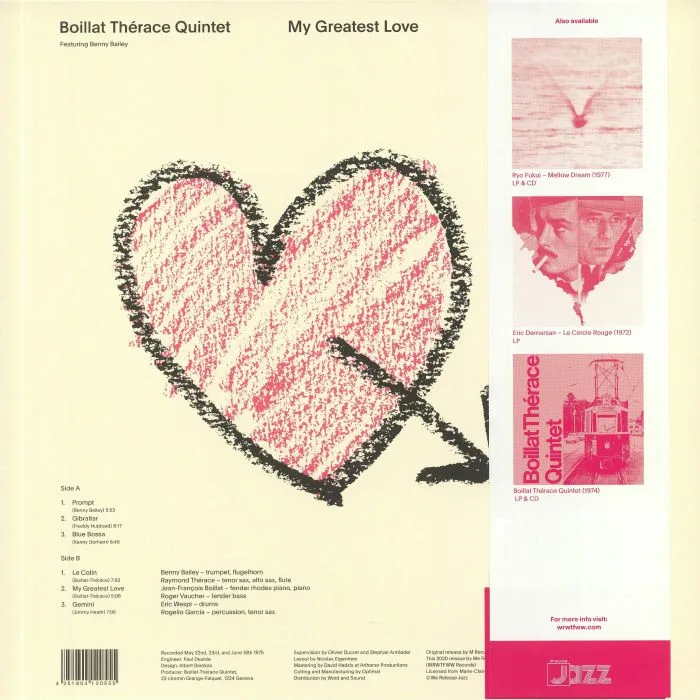 Обратная сторона обложки — BOILLAT THERACE QUINTET feat BENNY BAILEY — My Greatest Love