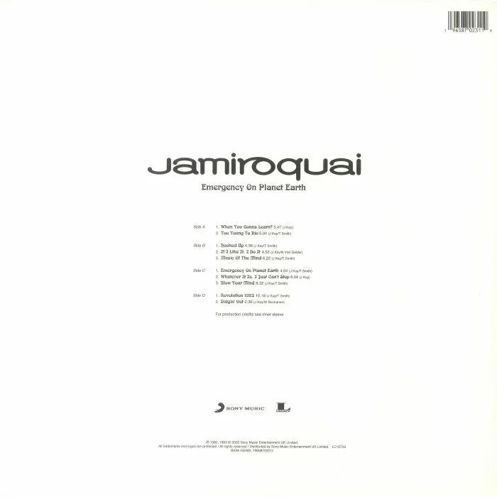 Back cover — JAMIROQUAI — Emergency On Planet Earth (reissue)
