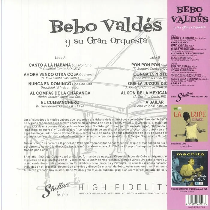 Back cover — BEBO VALDES Y SU GRAN ORQUESTA — Bebo Valdes Y Su Gran Orquesta