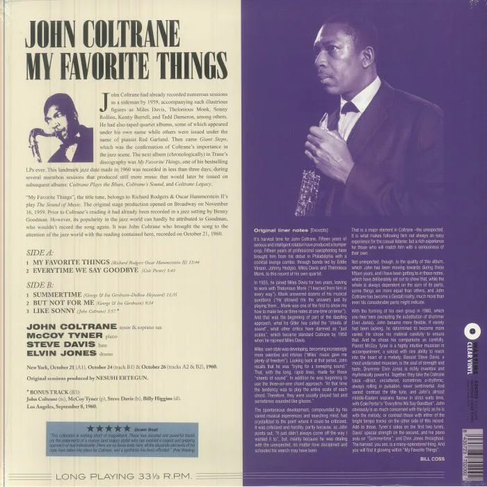 Back cover — John COLTRANE — My Favorite Things (reissue)